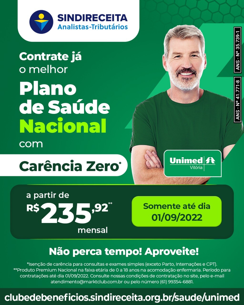 Clube de Benefícios do Sindireceita isenção de carência para consultas e exames simples no Plano de Saúde Nacional Unimed Vitória 2