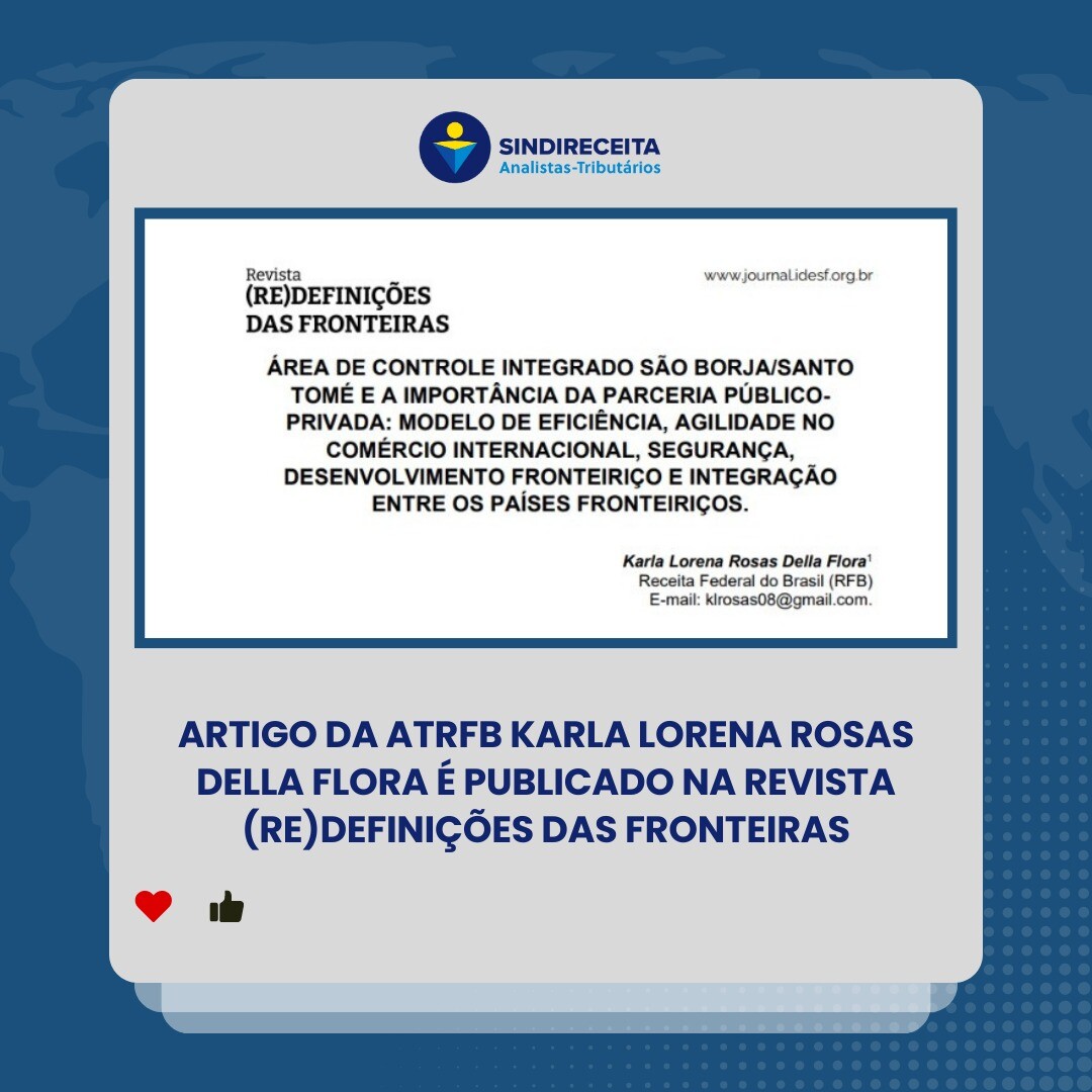 Artigo da ATRFB Karla Lorena Rosas Della Flora é publicado na Revista (Re)Definições das Fronteiras