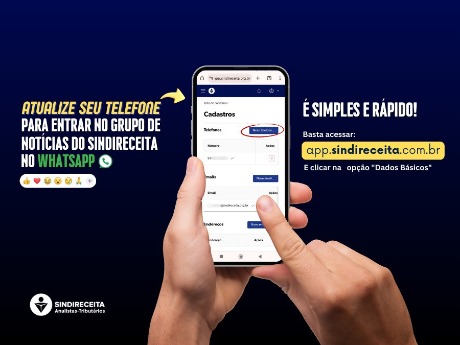 Saiba como entrar no Grupo de Notícias do Sindireceita no WhatsApp