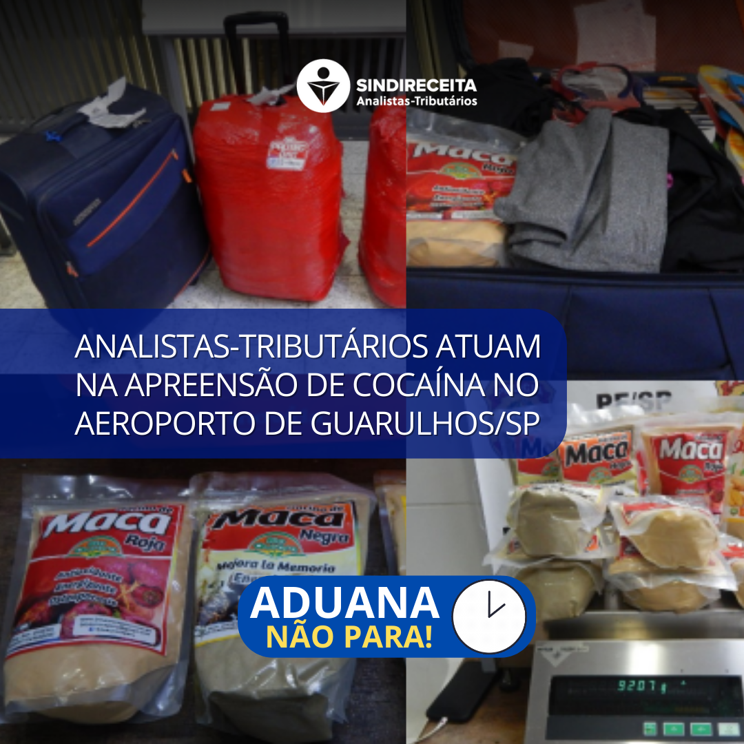 Analistas-Tributários atuam na apreensão de 23 kg de cocaína no aeroporto de Guarulhos/SP