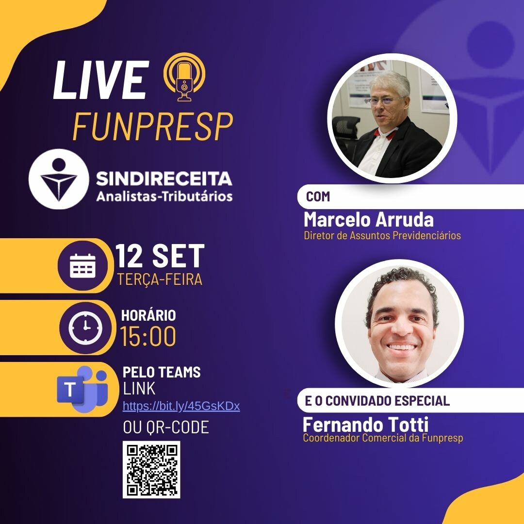 LIVE – FUNPRESP: Analistas-Tributários, participem na próxima terça-feira (12), às 15h