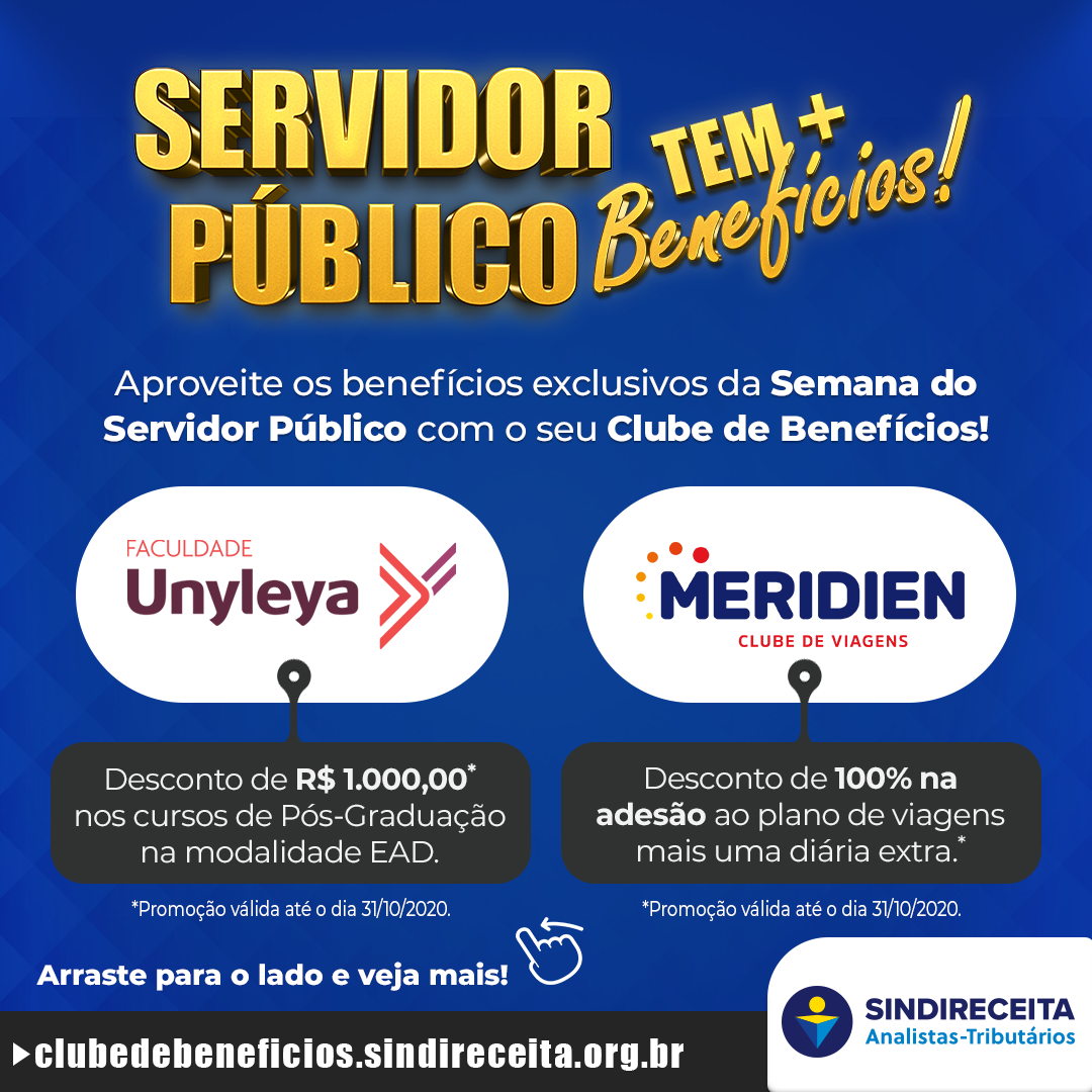 Em comemoração ao Dia do Servidor Público, Clube de Benefícios do Sindireceita oferece descontos e vantagens especiais nesta semana