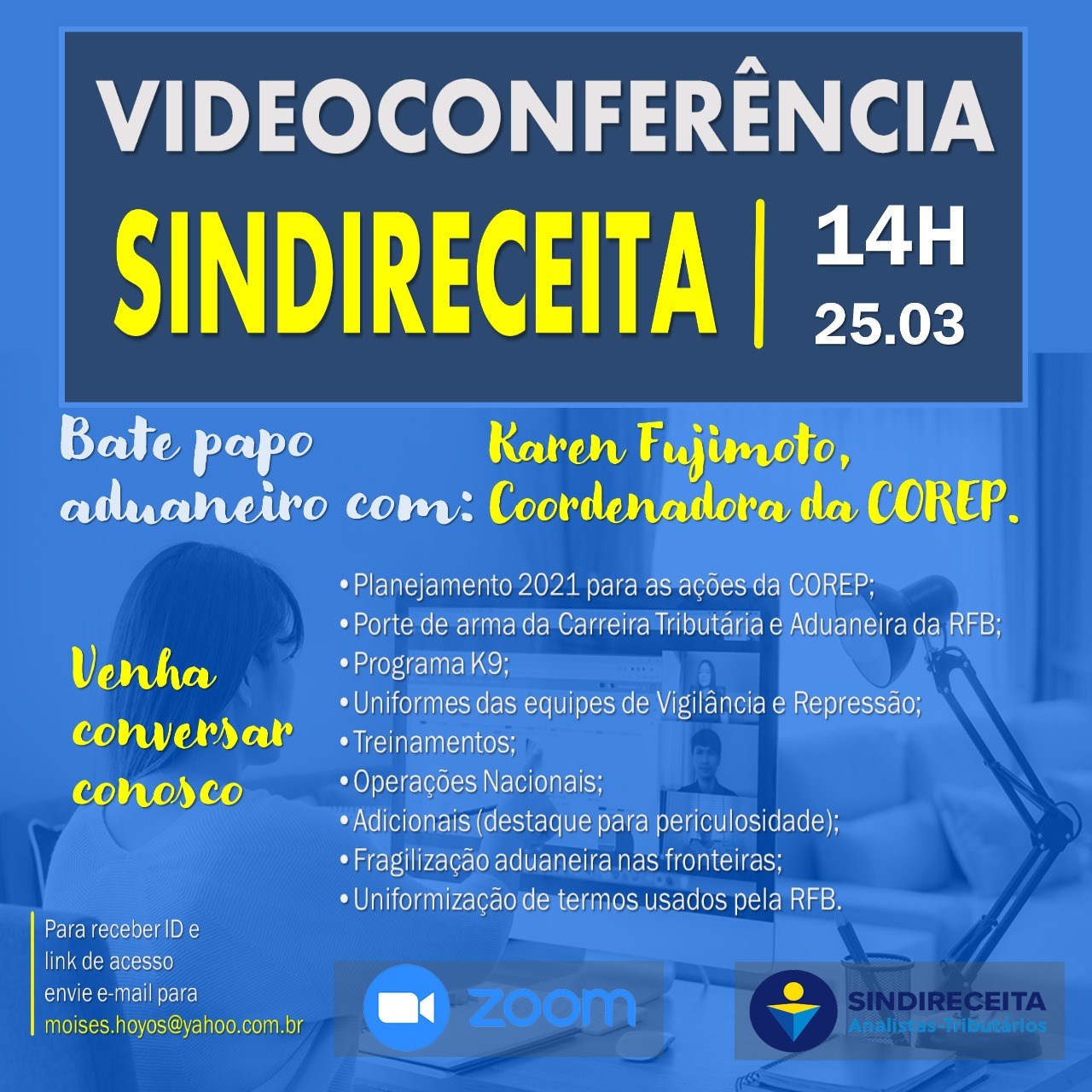 Sindireceita convida Analistas-Tributários para bate-papo aduaneiro com a Coordenadora da COREP, Karen Fujimoto