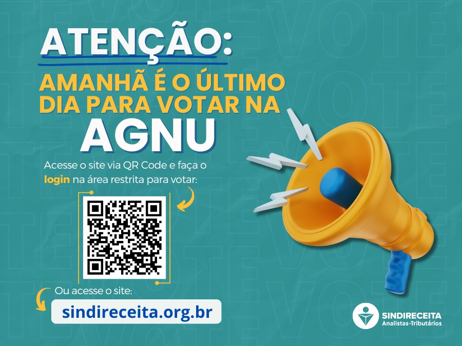 ATENÇÃO: amanhã é o último dia para votar na AGNU; participe!